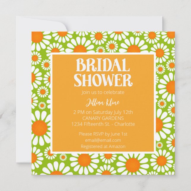 Summer Retro Daisy Bridal Shower Invitation (Front)