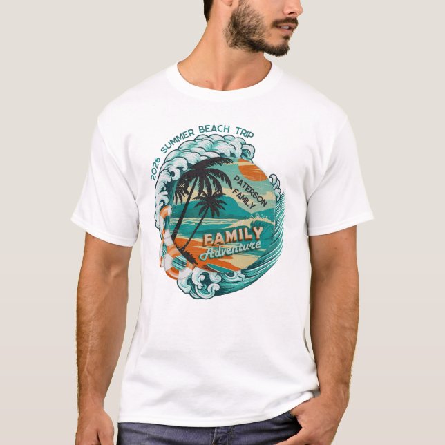 Summer Retro Family Reunion Beach Trip Vacation T-Shirt (Front)