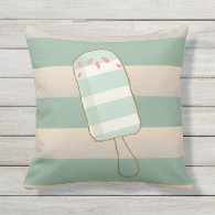 Summer Retro Ice Creams, Cabana Stripes Outdoor Pillow