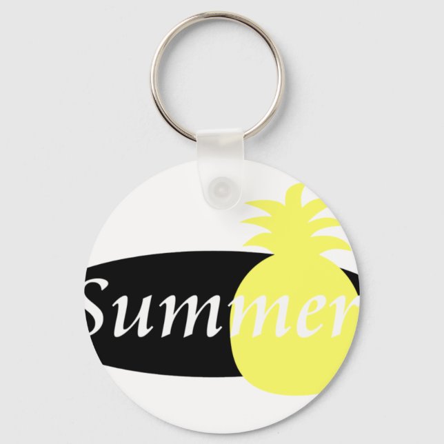 Summer Retro Pineapple Design Keychain (Front)