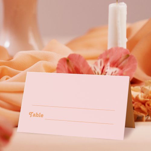 Summer Retro Pink Orange Tropical Wedding Place Card
