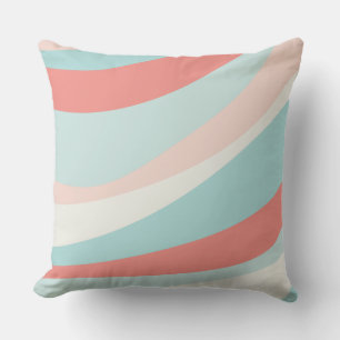 Summer retro print home decor teal and coral throw pillow
