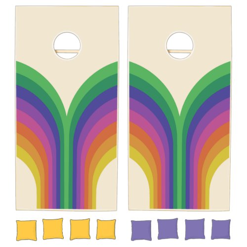 Summer Retro Rainbow Stripes Cornhole Set