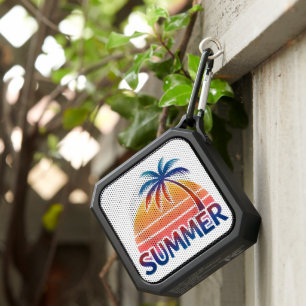 Summer retro sunset palm tree bluetooth speaker