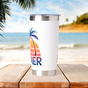 Summer retro sunset palm tree insulated tumbler