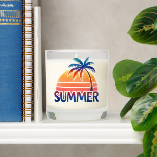 Summer retro sunset palm tree scented candle