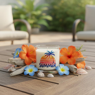 Summer retro sunset palm tree scented candle