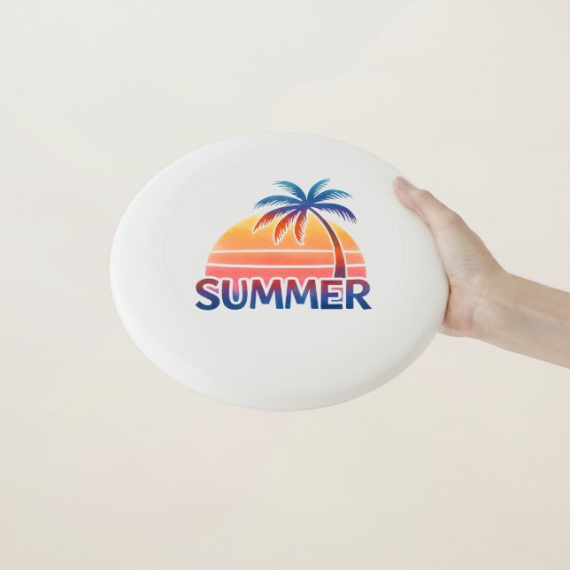 Summer retro sunset palm tree Wham-O frisbee (In Hand)