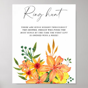 Summer ring hunt bridal shower game poster