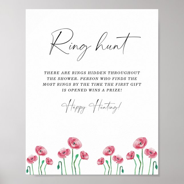 Summer ring hunt bridal shower game poster (Front)
