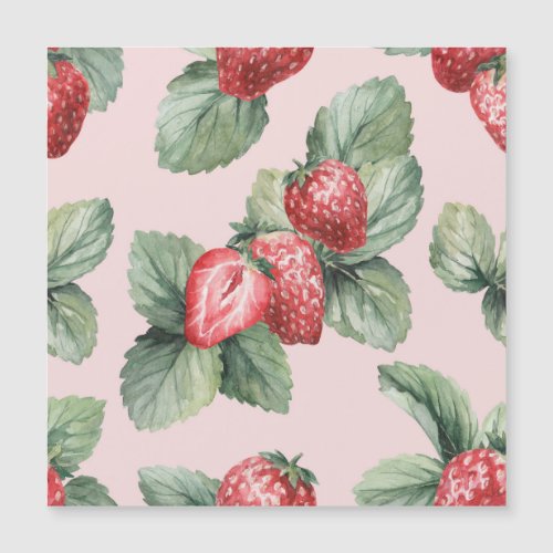 Summer Ripe Strawberries Watercolor Pink