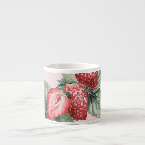 Summer Ripe Strawberries Watercolor Pink Espresso Cup