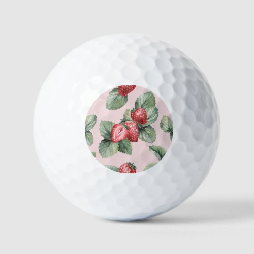 Summer Ripe Strawberries Watercolor Pink Golf Balls
