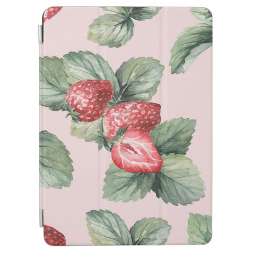 Summer Ripe Strawberries Watercolor Pink iPad Air Cover