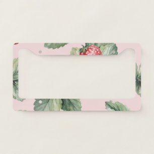 Summer Ripe Strawberries: Watercolor Pink License Plate Frame