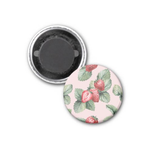 Summer Ripe Strawberries Watercolor Pink Magnet