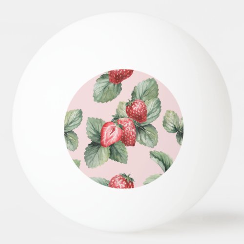 Summer Ripe Strawberries Watercolor Pink Ping Pong Ball
