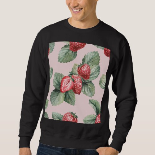 Summer Ripe Strawberries Watercolor Pink Sweatshirt