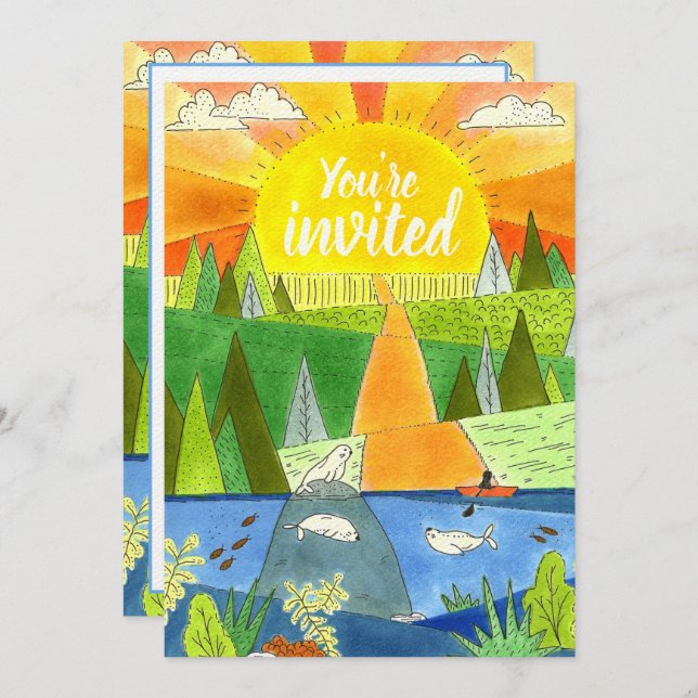 Summer River Adventure Teen Birthday Party Invitat Invitation (Front/Back)