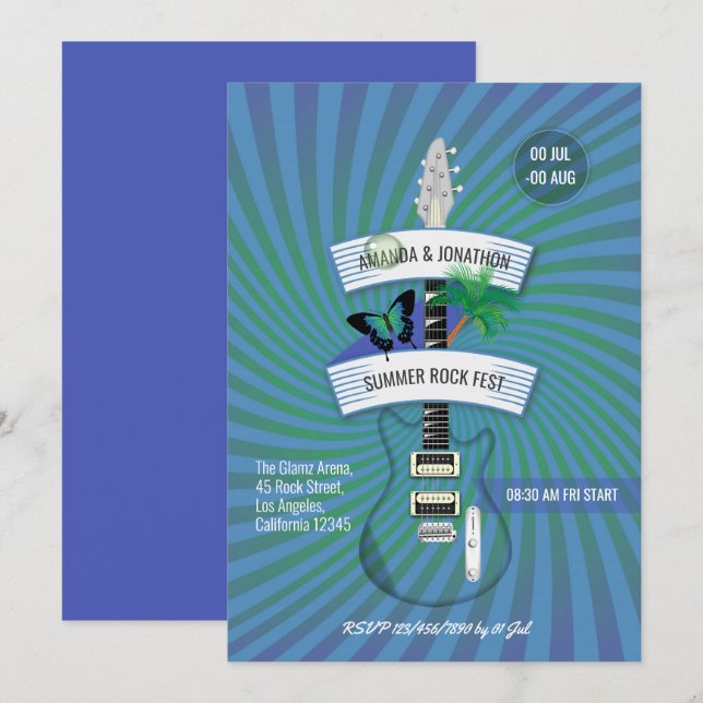 Summer Rock Festival Wedding Invitation (Front/Back)