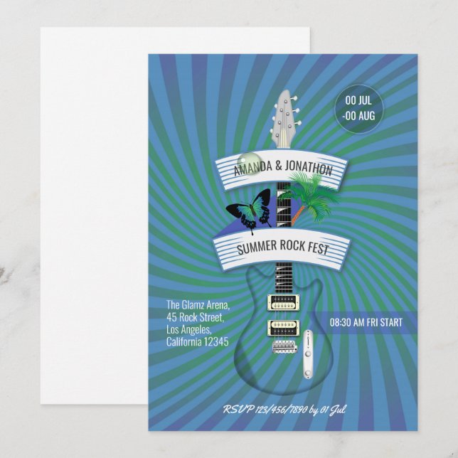 Summer Rock Festival Wedding Invitation (Front/Back)