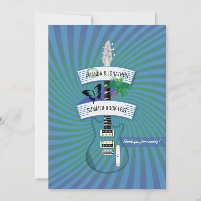 Summer Rock Festival Wedding Thank You Card (Front)