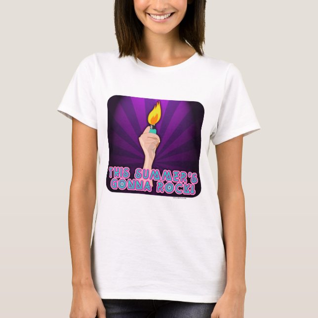 Summer Rock Music Lighter Slogan Design T-Shirt (Front)