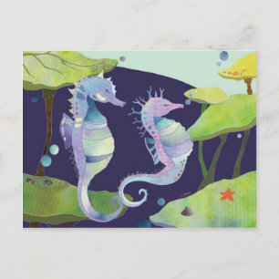 Summer Romance Sea Horses Postcard