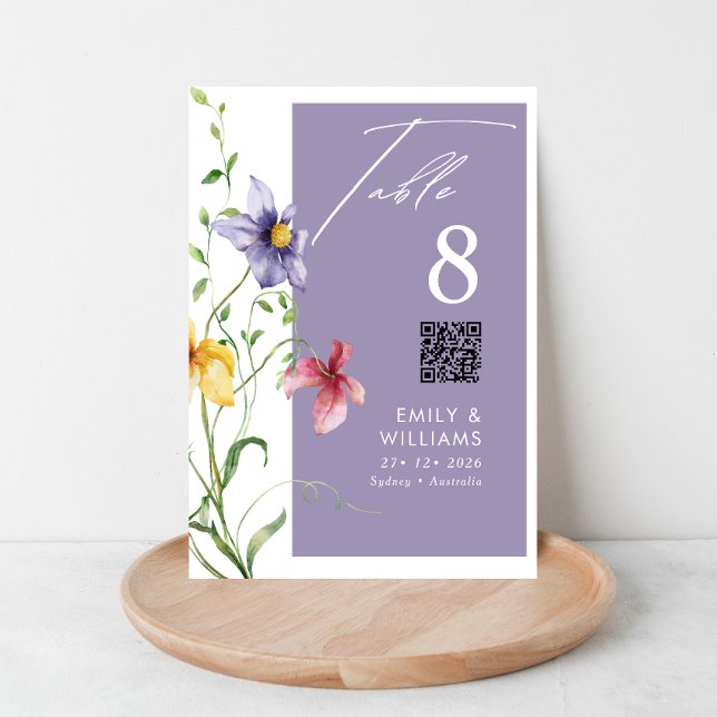 Summer Romantic Floral Meadow Stylish Wedding Table Number (Creator Uploaded)