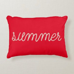 summer rope text on red accent pillow