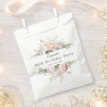 Summer Rose Garden 80th Birthday Party Favor Bag<br><div class="desc">This feminine pink rose floral design is a lovely choice for celebrating at a special birthday party. It features a frame of pastel pink roses and greenery surrounding your text. Personalize with the guest of honor's name and date or other desired text.</div>