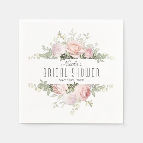 Summer Rose Garden Bridal Shower Napkins