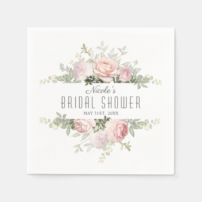 Summer Rose Garden Bridal Shower Napkins (Front)