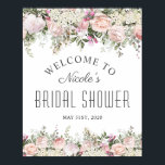 Summer Rose Garden Bridal Shower Welcome Sign<br><div class="desc">Welcome your bridal shower guests in feminine style with this Irresistible pink roses and mixed garden blooms welcome sign. This popular design has lovely floral elements along the top and bottom of the design which frames your text beautifully. All of the text may be personalized with your desired wording by...</div>