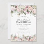 Summer Rose Garden Floral 75th Birthday Party Invitation (Front)