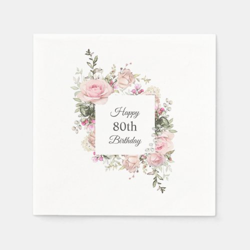 Summer Rose Garden Floral Birthday with Age Napkins