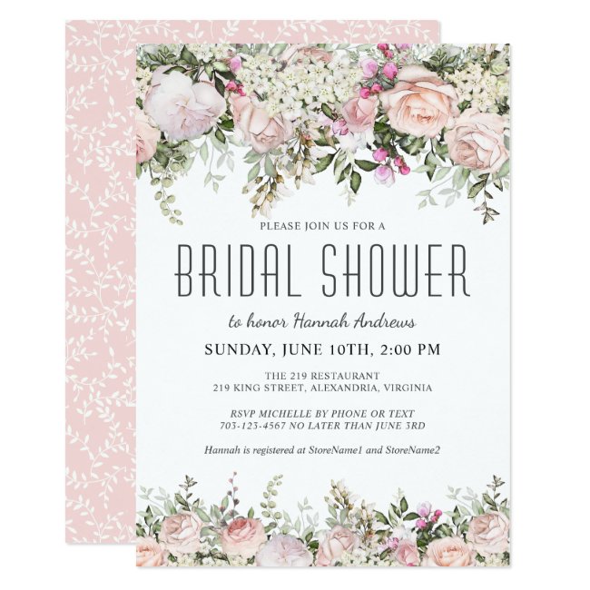 Summer Rose Garden Floral Bridal Shower Invitation