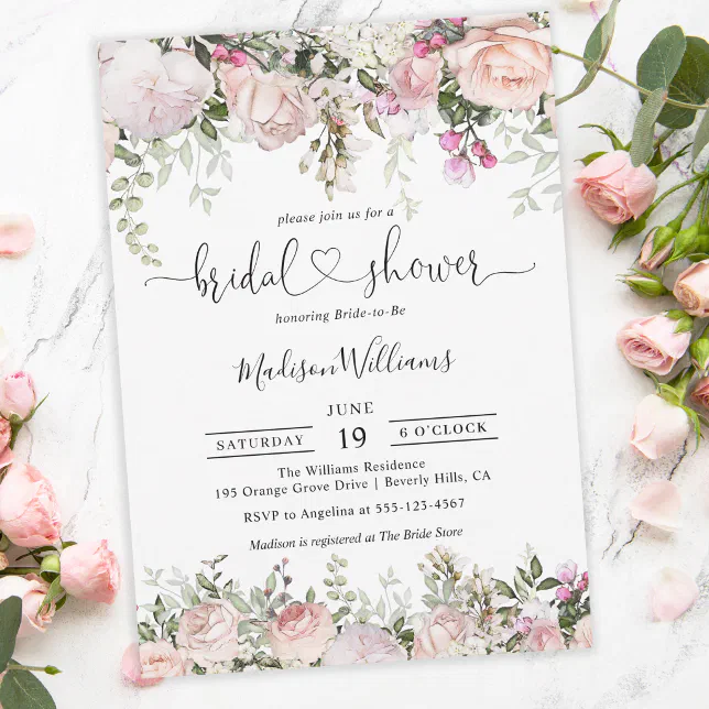 Summer Rose Garden Floral Bridal Shower Invitation | Zazzle