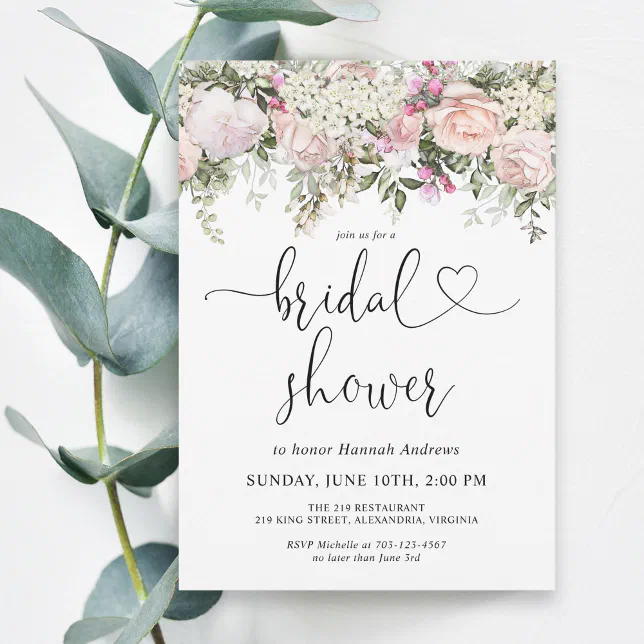 Summer Rose Garden Floral Bridal Shower Invitation | Zazzle