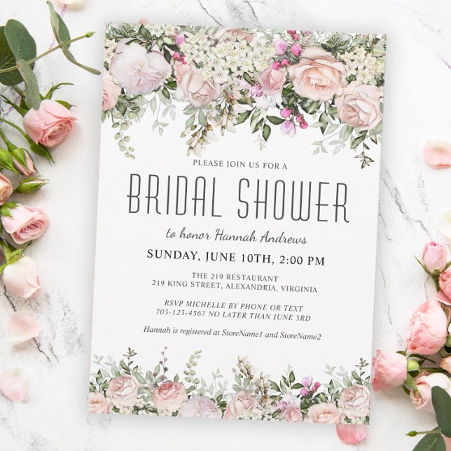 Summer Rose Garden Floral Bridal Shower Invitation