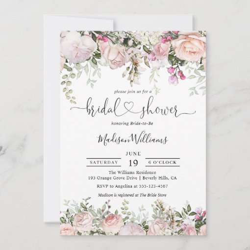 Summer Rose Garden Floral Bridal Shower Invitation | Zazzle