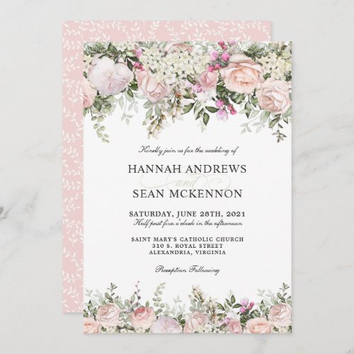 Summer Rose Garden Floral Wedding Invitation