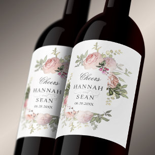 Summer Rose Garden Personalized Wedding Wine Label