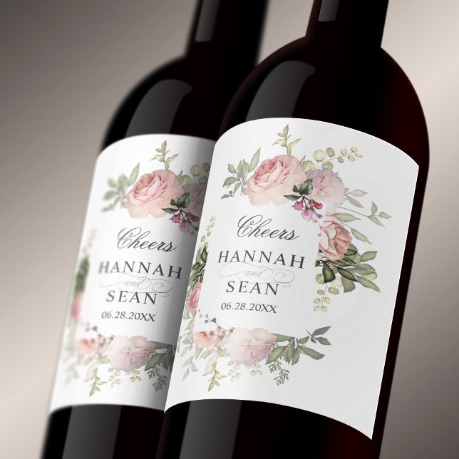 Summer Rose Garden Personalized Wedding Wine Label (Creator Uploaded)