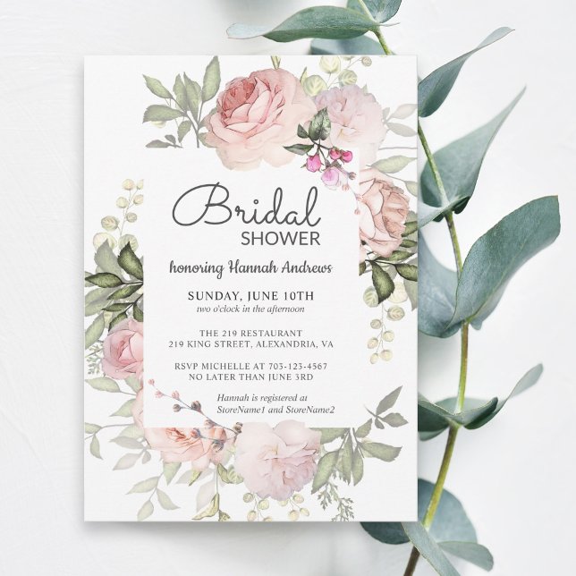 Summer Rose Garden Pink Bridal Shower Invitation (Creator Uploaded)