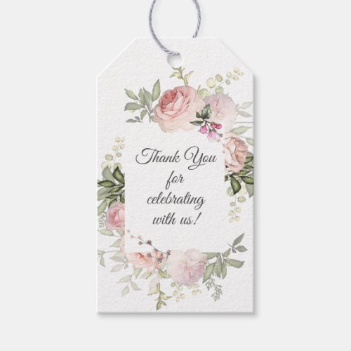 Summer Rose Garden Pink Floral Thank You Gift Tags