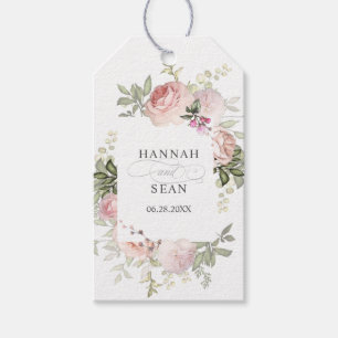 Summer Rose Garden Pink Floral Wedding Gift Tags