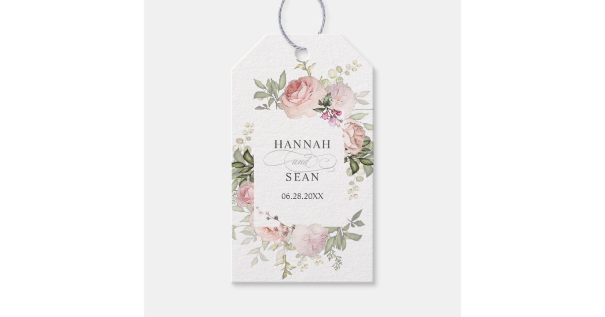 Summer Rose Garden Pink Floral Wedding Gift Tags | Zazzle