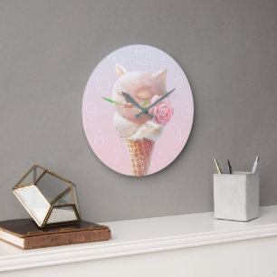 Summer Rose Ice Cream Large Clock