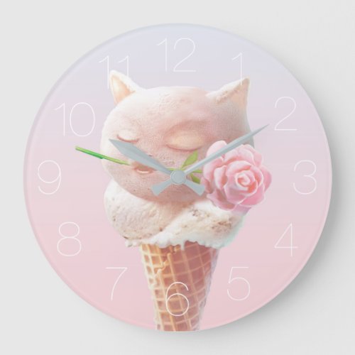 Summer Rose Ice Cream Large Clock